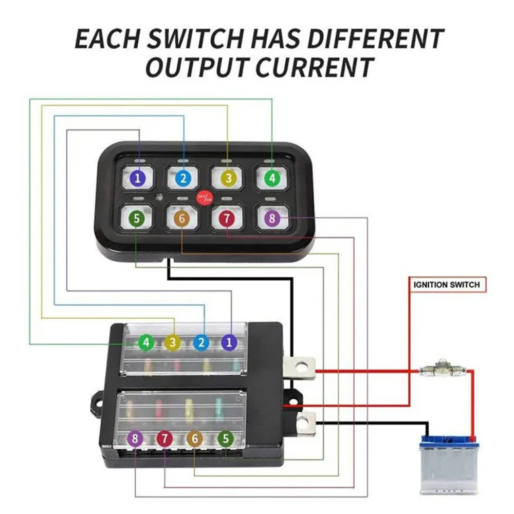 Vehicle Accessory 8 Switch Control System (Blue Backlighting) - Image 4